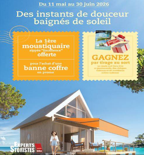 Offres sur les stores bannes et pergolas chez Mondial-Stores & Portails partenaire expert-storistes du 11 mai au 30 juin 2026 sur RUY BOURGOIN JALLIEU VILLEFONTAINE CREMIEU