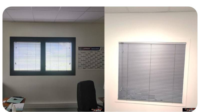 Stores vénitiens posés dans une entreprise sur MORESTEL proche de La Tour Du Pin par Mondial-Stores & Portails 